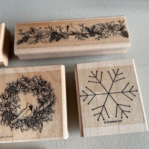 Stampin' Up! Holiday Rubber Stamp Set - Wood Mounted Christmas Designs - Picture 4 of 9